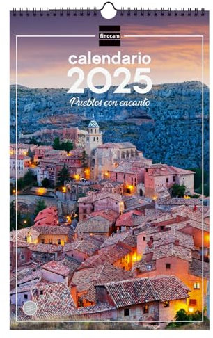 Finocam Wandkalender Spiralbindung zum Schreiben 2025 Monat Ansicht Januar 2025 - Dezember 2025 (12 Monate) Dörfer mit spanischem Charme