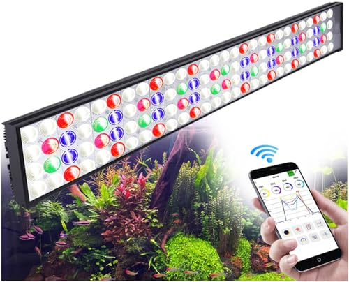 PopBloom WiFi Aquarium LED Beleuchtung 90W, LED Beleuchtung für 80cm-100cm Süßwasser Aquarien, Vollspektrum Aquarium Led Lampe, APP unterstützt Deutsch (90W (For 80-100cm))