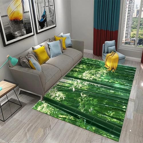 XINRUYI 3D Grüner Bambus Wald Bambusteppich Wohnzimmer Schlafzimmer Küche Bad rutschfeste Matte Dekoration