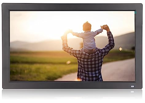 Digitaler Bilderrahmen Groß 18,5 Zoll, Elektronischer Wandkalender, Family Bilderrahmen, 1080P Tragbare HD Werbemaschine für Zuhause 100 240V Schwarz (EU-Stecker)
