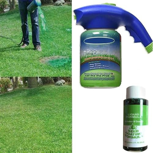 Spray líquido de siembra para césped, spray para el cuidado del césped, spray de jardín, sistema de semillas de césped líquido, solución de nutrientes de pintura de césped, herramientas combinadas de