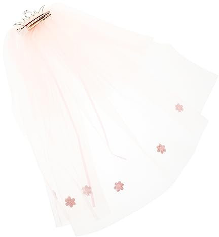 TOGEVAL Junge Mädchen Kronenschleier Mit Strass Und Haarreif Vierlagiger Rosa Schleier Weicher Tüll Haarschmuck Für Geburtstagsfeier Fotoshooting Cosplay Und Party Zubehör