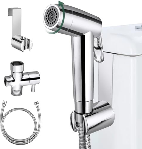 JiGiU Handheld Bidet Toilet Sprayer Set with Two Spray Mode - Shattaf Attachment and Hose for Feminine, Baby Cloth, Diaper, Pet or Car - Easy to Install