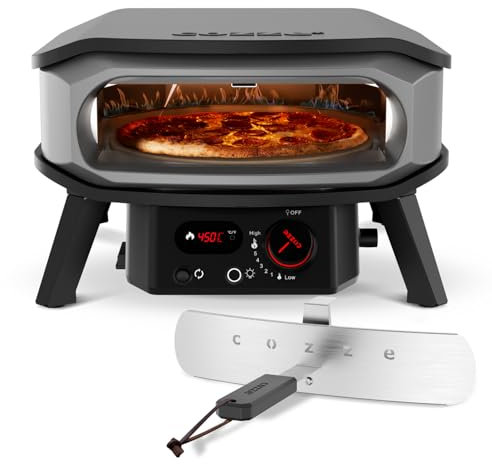 COZZE Mini forno per pizza a gas con funzione rotante, 13 pollici – Pizza forno a gas per esterni (50 mbar) con rotazione – tavolo forno per pizza per piccole pizze