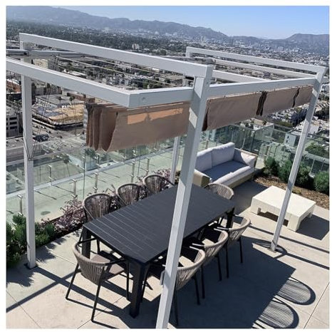 Rygcrud Pergola-Schattenspender Versenkbare Überdachung, Außen-Terrasse Wasserdicht Sonnensegel Schiebedraht Markise Für Pool Deck Yard, Anpassen(1x5m)