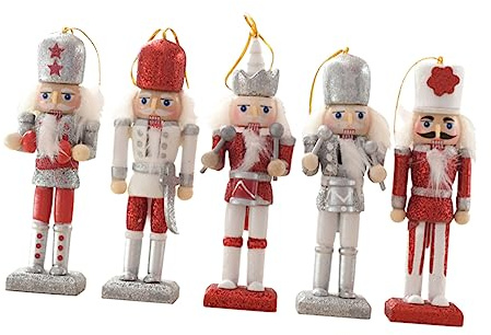 Cabilock 2 Juegos Cascanueces De Navidad Inflable Juguete Adornos Christmas Decoration Christmas Ornaments Colgante De Árbol De Madera Decoración Colgante De Navidad Bambú Rojo 5 Piezas * 2