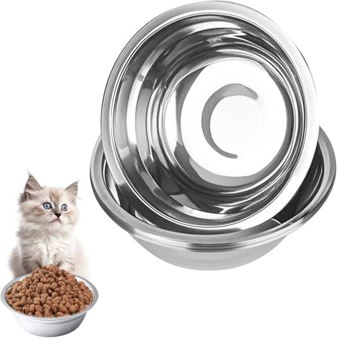 bssmmai 6 Stück Edelstahl Katzennapf 14 cm Rund, Katzennapf Edelstahl Antirutsch Klein, Futternäpfe für Katzen Metall, Katzen Trinknapf, Cat Bowl Stainless Steel