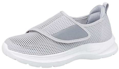 Zapatos diabéticos de ajuste extra ancho para mujeres y hombres, pantuflas ortopédicas ajustables de fácil cierre para pies hinchados, fascitis plantar, tenis ligeros para caminar con correa