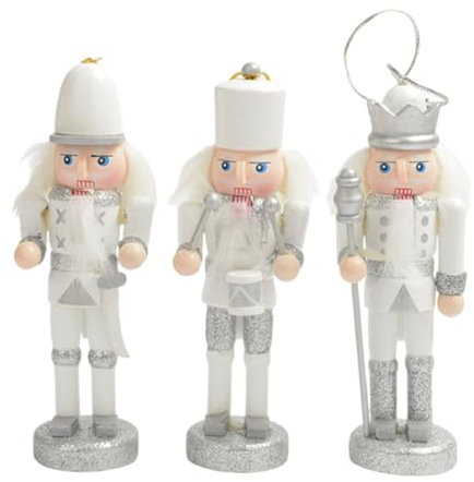 Javoryxh Figuras tradicionales de cascanueces de 12 cm, hechas a mano, de madera resistente, accesorio de decoración navideña para chimeneas y hogar