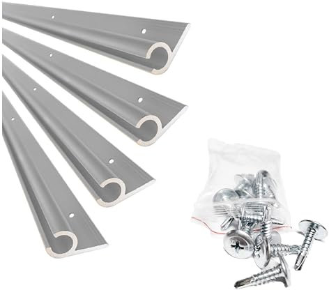 Campervan Awning C Rail Channel Motorhome Caravan Van attachment rails C channel track 4 x120cm Anodized Aluminum with Pre - Drilled holes and stainless steel screws - Keder Uk