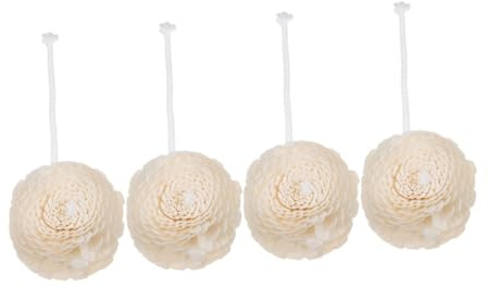 COLLBATH Wood Flower Diffuser 4pcs for Essential Oil Evaporation with Cotton Rope Natural Aromatherapy Reed Flowers Decorative Chrysanthemum Style Home Decor and Office Fragrance Refill