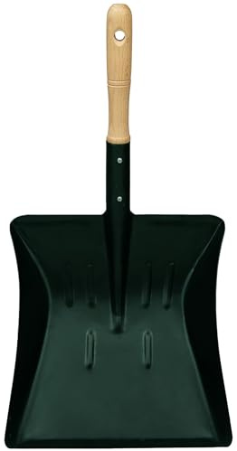 Ascheschaufel speziell – verstärktes Metall + Holzgriff, – ideal für Kamin, Holzofen und Grill – robust und hitzebeständig, verschiedene Farben, Schwarz oder Grün (Grün)