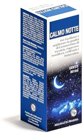 Calmo Notte® – Integratore Alimentare con Melatonina, Passiflora, Escolzia e Papavero – 30 ml Gocce