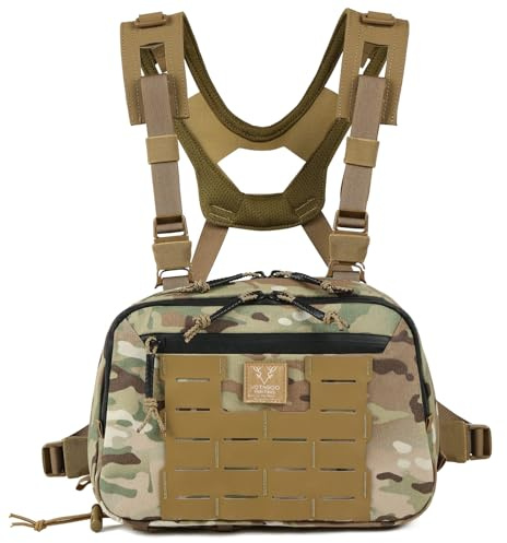 VOTAGOO GEAR Taktische Chest Rig Bag, 3L Utility Hypalon Molle Chest Rig mit Kartentasche 500D Cordura Brusttasche