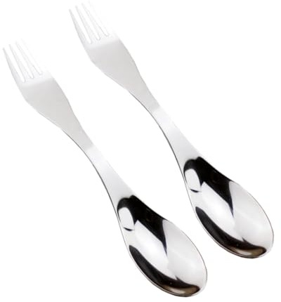 SOIMISS 2pièces Cuillère-fourchette à Double Extrémité De Couverts Portables Acier Inoxydable Pour Camping Et Pique-