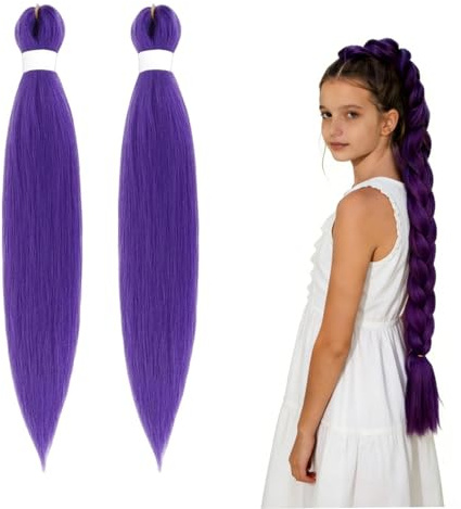 HTTDSLF Extension Cheveux Violet, Longs Violets Extension de Cheveux de Fibre Synthétique, Rajout Cheveux Tresses, 30 Meche Violette Cheveuxs pour Bals Masqués Cosplay Scène Jeux de Rôle Hallow Noël