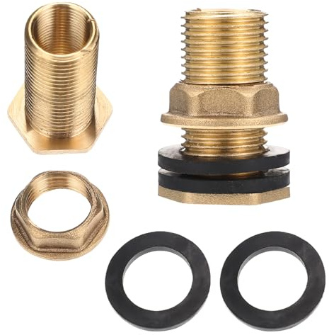 Toyvian 2 Pezzi Raccordi Idraulici in Ottone per Serbatoio Acqua Connettore Femmina 3/8 e Maschio 1/2, Adattatori per Tubo da Giardino Anelli di Tenuta, Raccordi a Paratia Resistenti