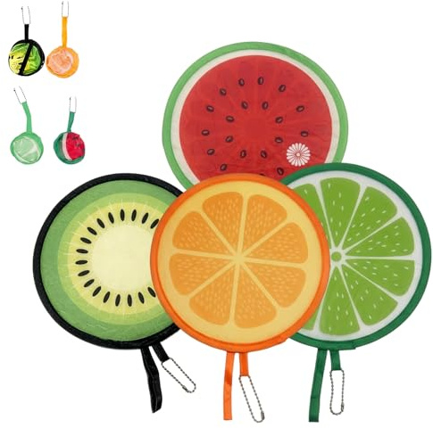 4 Pcs Foldable Round Handheld Fans, Portable Fruit Pattern Folding Fans, Lightweight & Cute Design Hand Fan Folding For Summer Cooling, Ideal For Weddings, Parties, Outdoor Activities And Daily Use