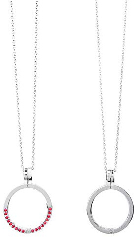 BTOSEP Rostfritt stål utsökt röd ädelsten hänge halsband kedja ersättning för glans 2, justerbar längd för kvinnor, rosenröd 3,8 cm yttre diameter, #911, Rostfritt stål, Ingen ädelsten