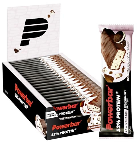 Powerbar - 52% Protein Plus - Cookies&Cream - 20x50g - Barrita rica en proteínas - Baja en azúcar