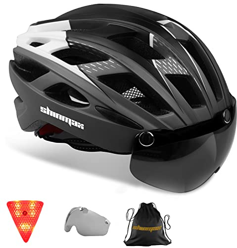 Shinmax Bike Helmet, CPSC/CPC Bike Helmet for Adult Men Women with Magnetic Goggles&Led Back Light Cycling Helmet Adjustable SM-T69