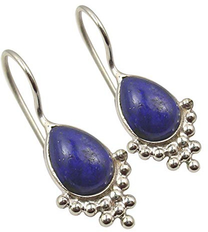 SilverStarJewel 925 Cabochon Lapislazuli-Ohrringe aus massivem Silber 2,8 cm Damenschmuck