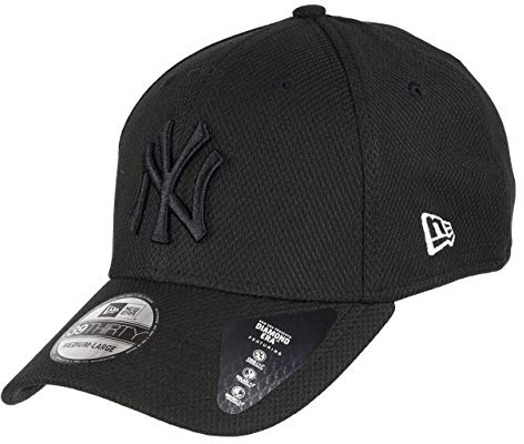 New Era New York Yankees 39thirty Stretch Cap Diamond Era Tonal Black - S-M