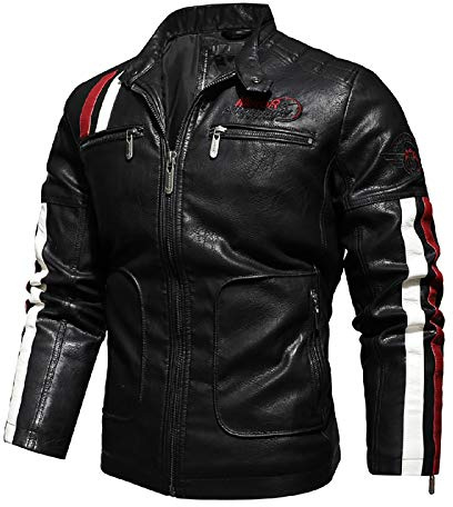 MTTKTTBD Blouson de Moto Veste Homologuées CE Vêtements de course hommes automne et hiver Vestes en cuir PU moto européennes et américaines Vestes pour hommes résistantes au froid