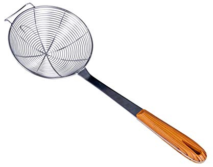 XXXXW Espumadera Colador Colador de Mango Largo de Acero Inoxidable de una Pieza con Filtro de Tipo de Gancho Filtro de freír al hogar Cuchara Coladores de Cocina (Size : Medium)