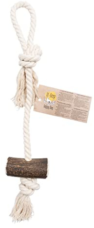 RF-Deer Kauseil für Hunde mit Hirschgeweih, Hard L, 55-60 cm, 1 Stück | Echtes Hirschgeweih mit Baumwollseil, ohne chemische Zusätze, gereinigt und geglättet, 71-120 g, für gemeinsames Spiel