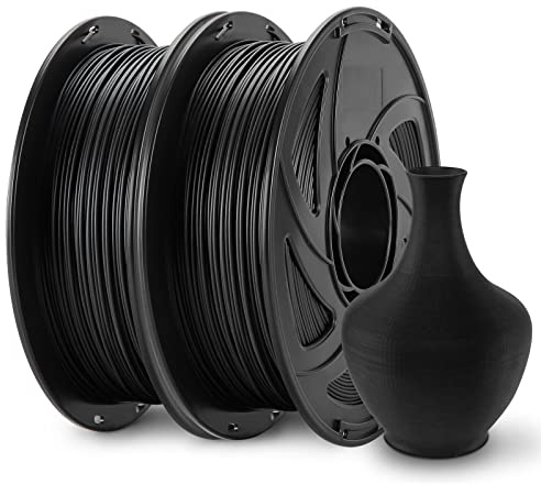 JAREES PETG-Filament, 1,75 mm, mattschwarzes PETG-3D-Drucker-Filament, 1 kg pro Spule insgesamt 2 kg in einer Box, Maßgenauigkeit +/- 0,02 mm, passend für die meisten FDM-Drucker