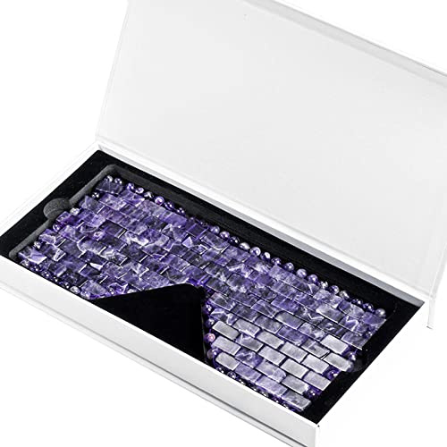 Amethyst-Augenmaske, Kühlende Jade-Schlafmasken, Natürlicher Lila Kristall,Augenmaske Mit Box