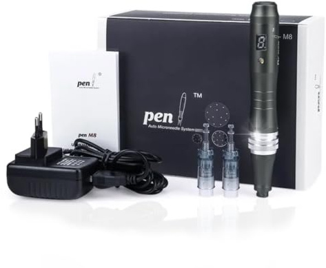 Dermapen Ultima M8-W elektrisk | Microneedling-enhet 0-2,5 mm | Hudföryngring, akneärr | pigmentfläckar, trådlöst kraftfullt batteri | + 16 PIN-mönster