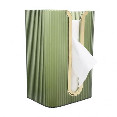 ABOOFAN Wall Mounted Paper Towel Dispenser, No-Drill Adhesive Modern Tissue Holder for Bathroom Kitchen Hotel, Green
