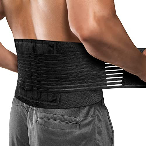 ACWOO Lower Back Support Belt, Adjustable Lower Back Support Lumbar Brace with 6 Support Stays, Double Pull Lumbar Back Brace for Scoliosis & Sciatica Pain Relief, Men and Women (M)