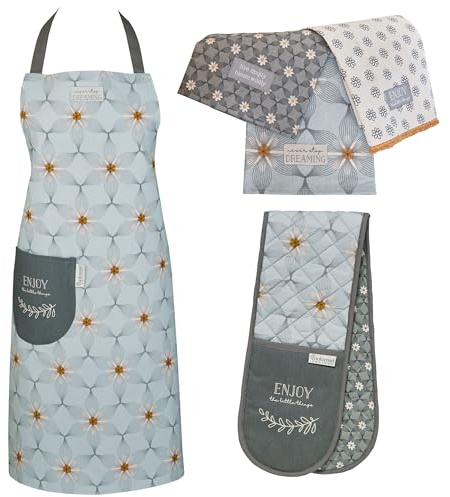 Cooksmart Set da 5 pezzi con grembiule e accessori, guanti da forno doppi e strofinacci, perfetti per qualsiasi cucina