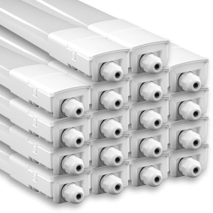 LUXULA 18er Pack LED Feuchtraumleuchte 120 cm - mit Quick Connector - IP66 | IK08 | 4000K Neutralweiß - 32W | 3616lm - Wannenleuchte Röhre Keller Garage Werkstatt - durchschleifbar