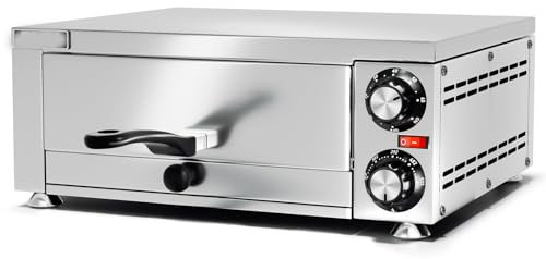 Llchaensc Forno Elettrico Professionale per Pizza 300°C A Due Ripiani per Ristorante Camion di Cibo 2000W,Acciaio Inox