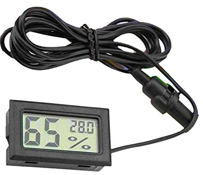 Mini Termómetro Digital, Higrómetro, Monitor de Temperatura y Humedad con Sonda, Monitor LCD, Medidor de Calibre para Interiores y Exteriores, para Coche, Invernadero,Hogar,Oficina