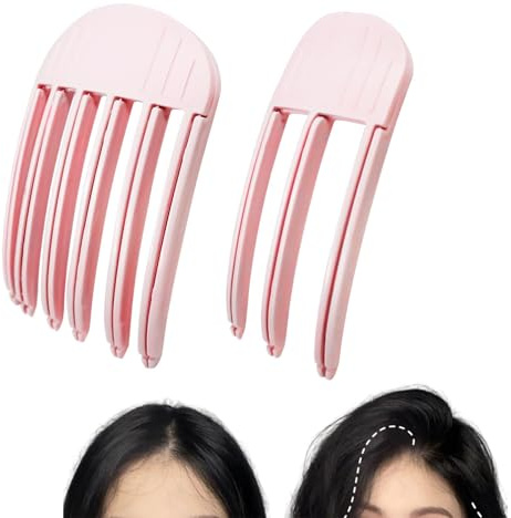 TELAIN 2 Stück Wind Shaping Styling Kamm für Voluminöse Ponys Einfache Haarwurzel Lifting Clips für Natürlichen Look (Pink)