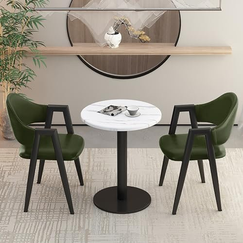 3-teiliges modernes Bürotisch-Set mit gepolsterten Stühlen, runder Besprechungstisch für kleinen Konferenzraum, Verhandlungstisch und Stuhl-Set für Büro, Kaffee, Küche, Esstisch-Set
