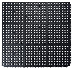 Anti-Fatigue Rubber Matting, Entrance Floor Mats Anti-Slip Rubber Kitchen Mat/Restaurant Bar Floor Mat/Bath Mat for Wet Areas Garage Garden Use(93x93cm/37x37in), Black