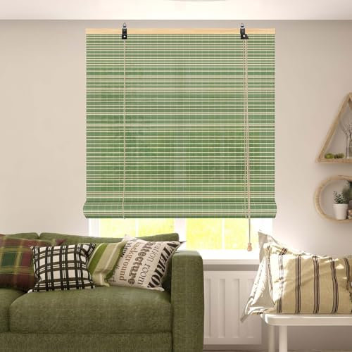 Bliajkswyr Retro Bamboo Shades Blinds Outdoor Shades for Patio Vertical blackout roman bamboo Blinds with Lift Partition Bamboo Breathable Decorative for Elevator Porch kitchen Balcony French doors