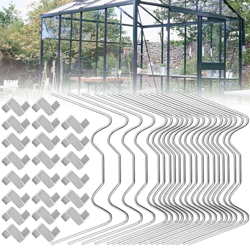 THATSRAD 200 Stück Gewächshaus Klammern Gewächshausklammern Edelstahl Gewächshausclips Klammern W Rostfreier Stahl Ersatzteile für Gewächshaus 80*35mm für Gewächshausplatten Hohlkammerplatte Glashaus