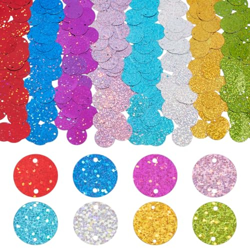 PH PandaHall 8 Colori Paillettes Rotonde Piatte 320 Pezzi Paillettes Sciolte Artigianali 19mm Paillette In Lamina Glitterata con Doppi Fori per Artigianato Compleanno Festa Matrimonio Decorazione