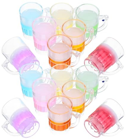 VANZACK Lot de Chopes À Bière Miniatures en Plastique pour Maison De Poupée Accessoires Alimentaires Réalistes pour Jeux De Rôle Objets De Collection Décorations De Table