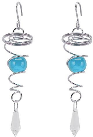 Vomeko 2 Pack Stainless Steel Spiral Wind Spinner with Crystal Gazing Balls Outdoor Hanging Decor for Garden Yard and Patio