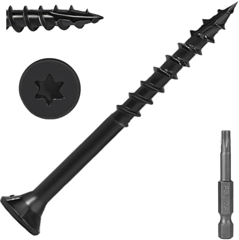 70Pcs #8 x 2 Heavy-Duty Black Decking Screws, Outdoor Torx Drive Wood Screws with Rust Resistant Coating, T25 Torx Bit, for Timber Fence Deck