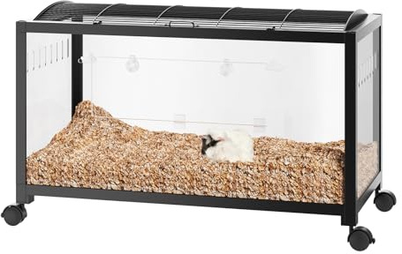 Cachpib Hamsterkäfig 360°-Sicht Transparenter Hamsterlebensraum Metall Rattenkäfig Kleintierkäfig Groß Stapelbar Belüfteter Mäusekäfig Mit Vordertür, Rattenkäfig, Tragbares Hamsterhaus, 96x47x50Cm