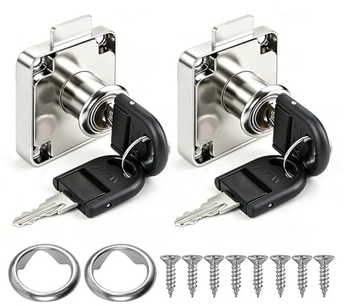 Quorumsg 2 Pezzi Serratura a Camma, 21mm Serratura Cassetto Acciaio Laminato a Freddo, Serraturas Armadietto con Chiave, Serraturas per Mobili per Armadietti Cassetti Armadietti